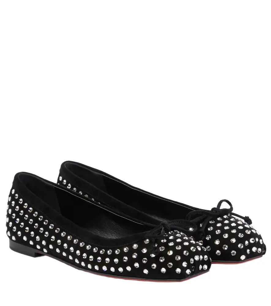 Christian Louboutin Mamadrague embellished suede ballet flats