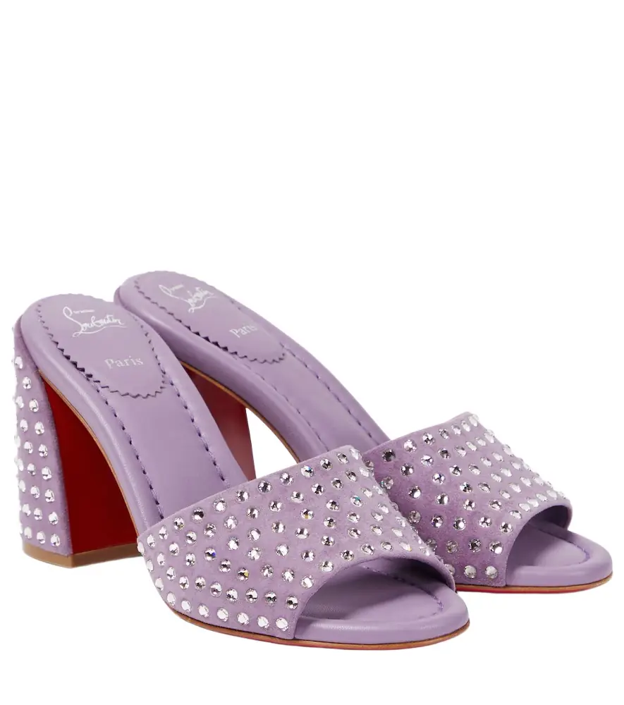 Christian Louboutin Jane embellished suede mules
