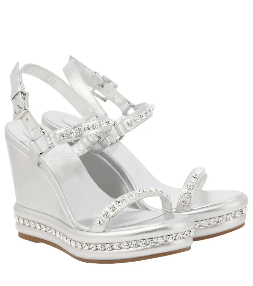 Christian Louboutin Pyrastrass metallic leather wedge sandals