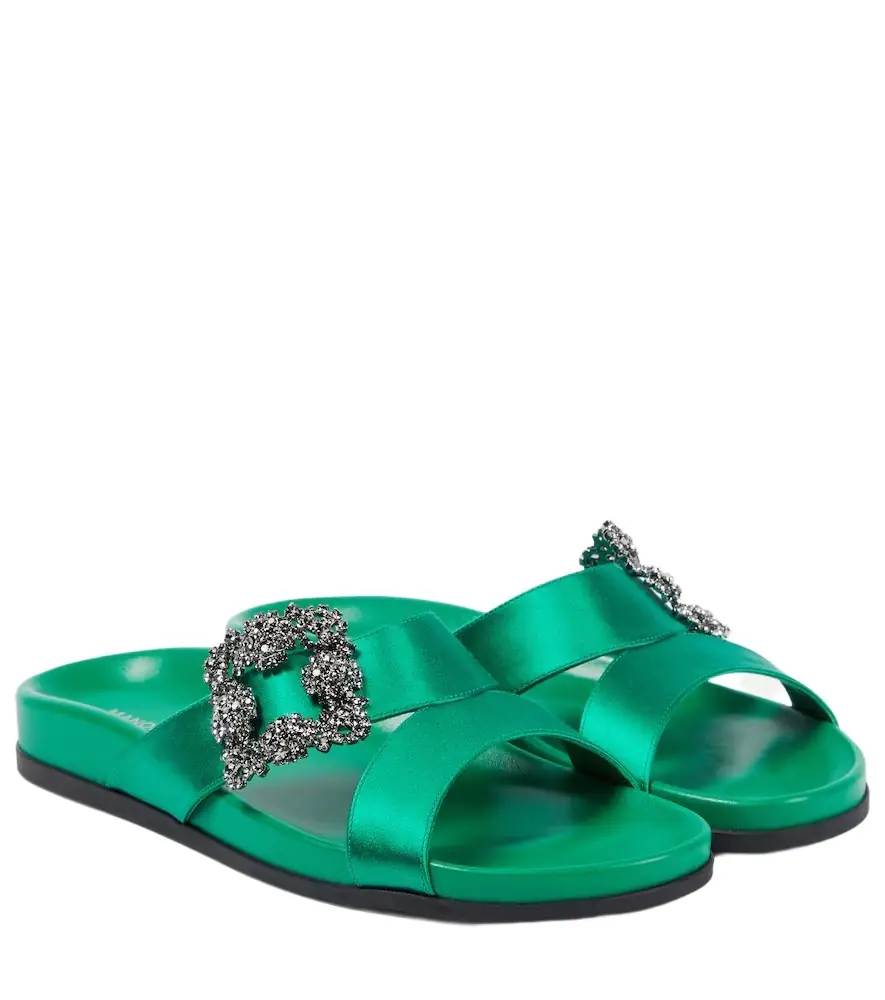 Manolo Blahnik Chilanghi embellished satin sandals