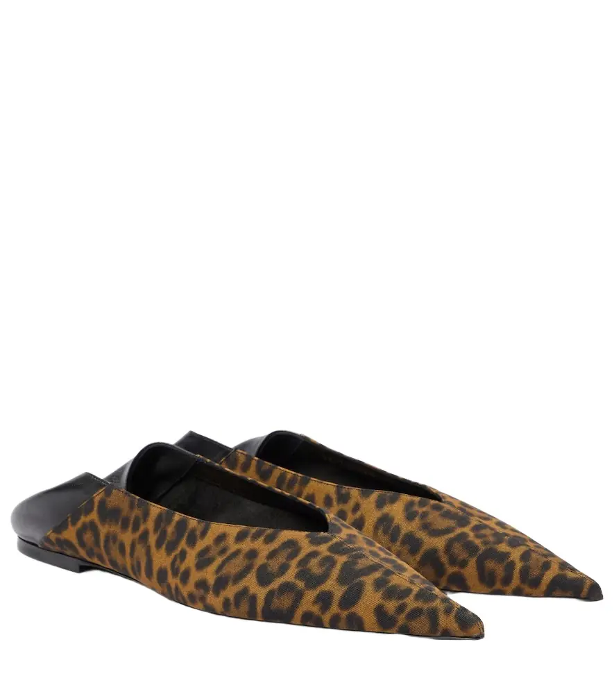 Saint Laurent Nour leopard-print leather-trimmed mules