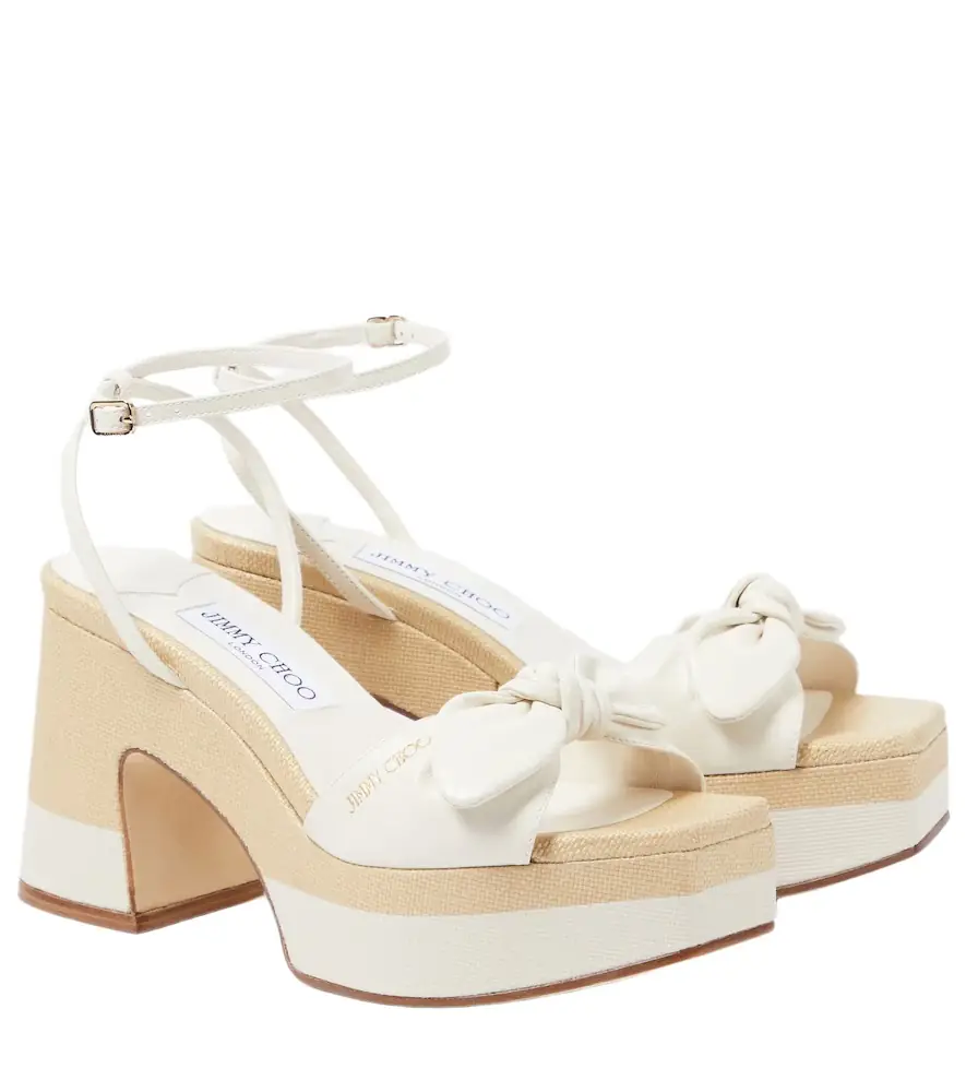 Jimmy Choo Ricia leather and raffia platform sandals - Women's Shoes