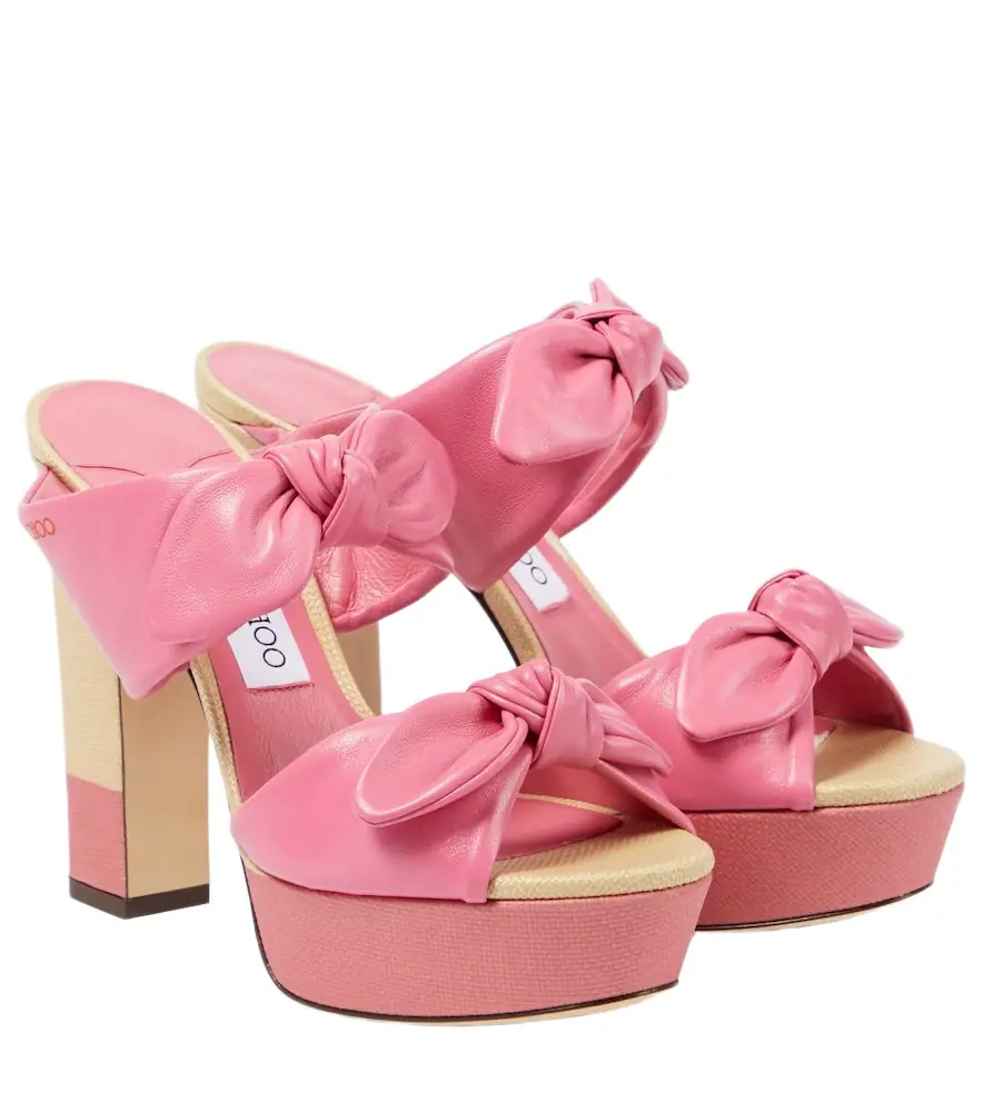 Jimmy Choo Rua 120 leather and raffia platform sandals - Women's Shoes