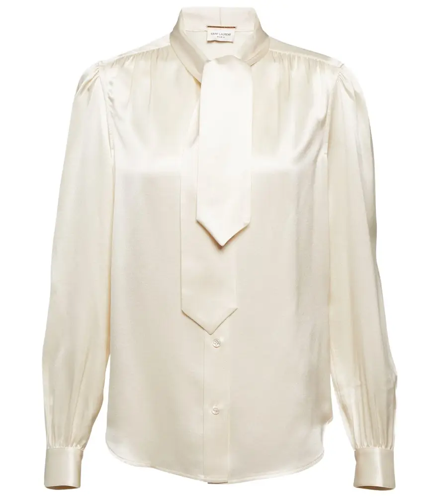 Saint Laurent Tie-neck silk satin blouse