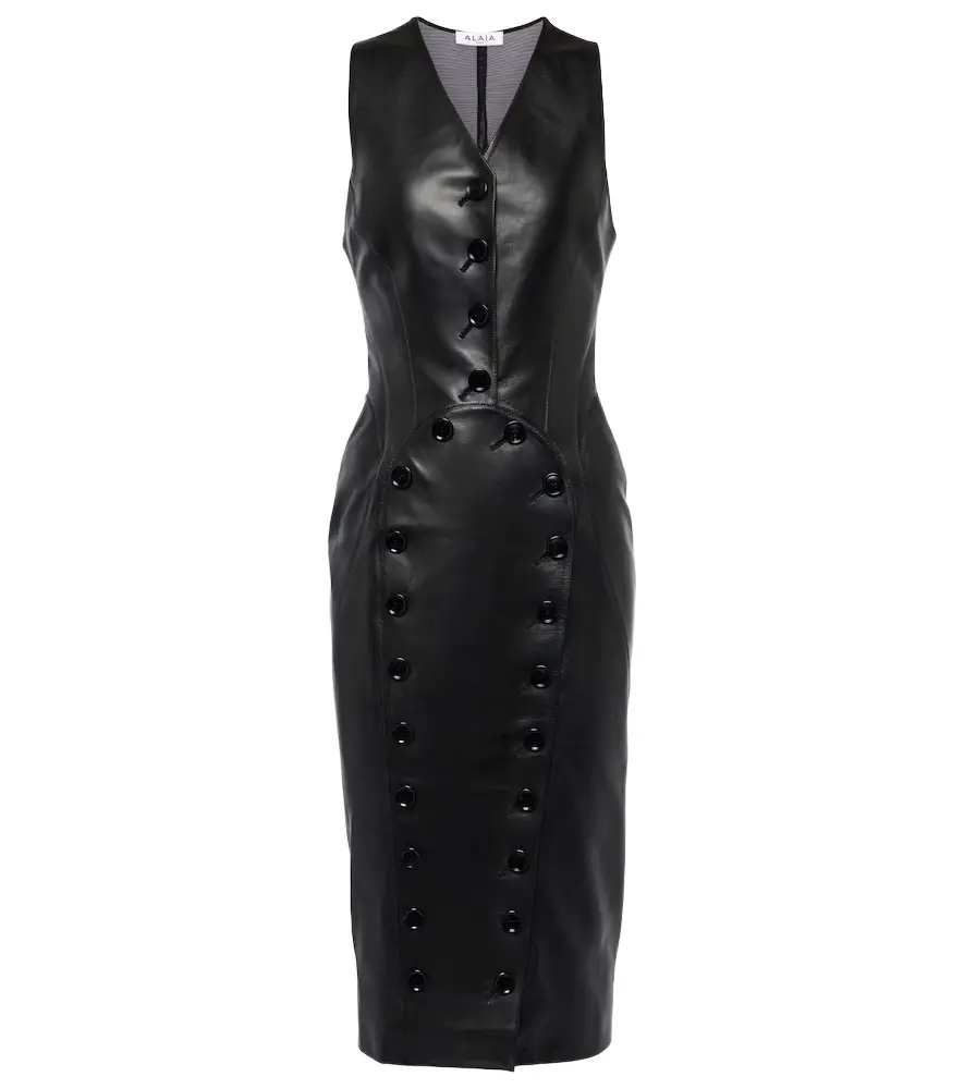 Alaia Alaïa Leather midi dress