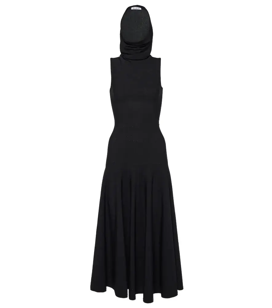 Alaia Alaïa Hooded jersey midi dress