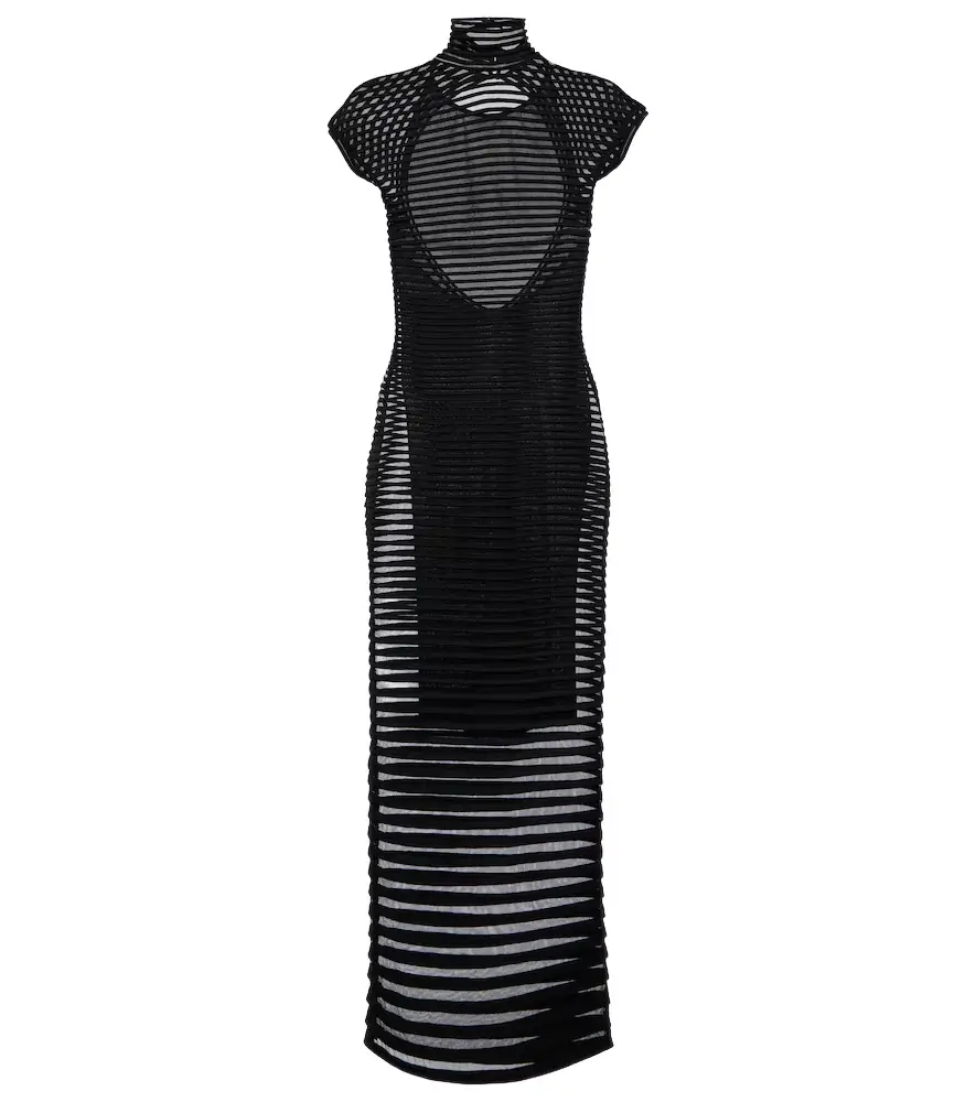 Alaia Alaïa Striped crêpe-paneled gown