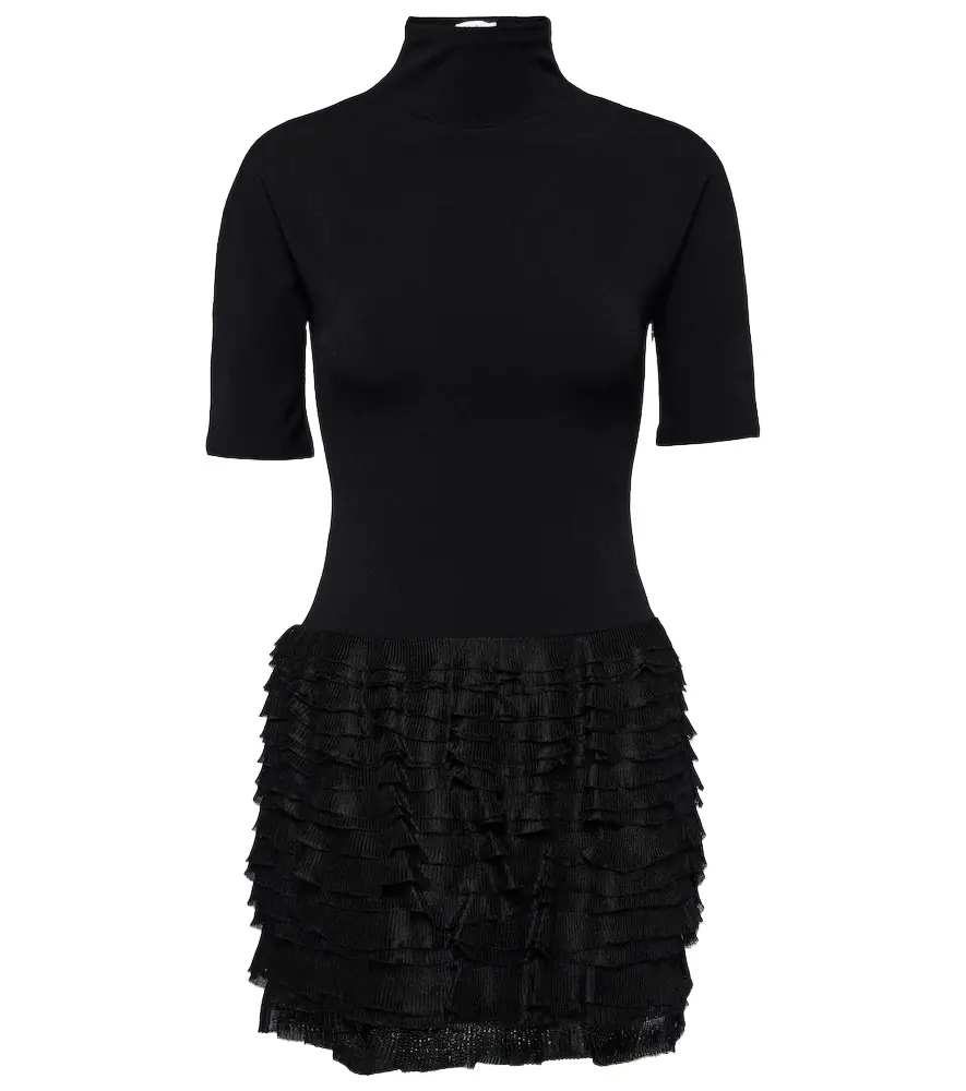 Alaia Alaïa Ruffled high-neck jersey minidress