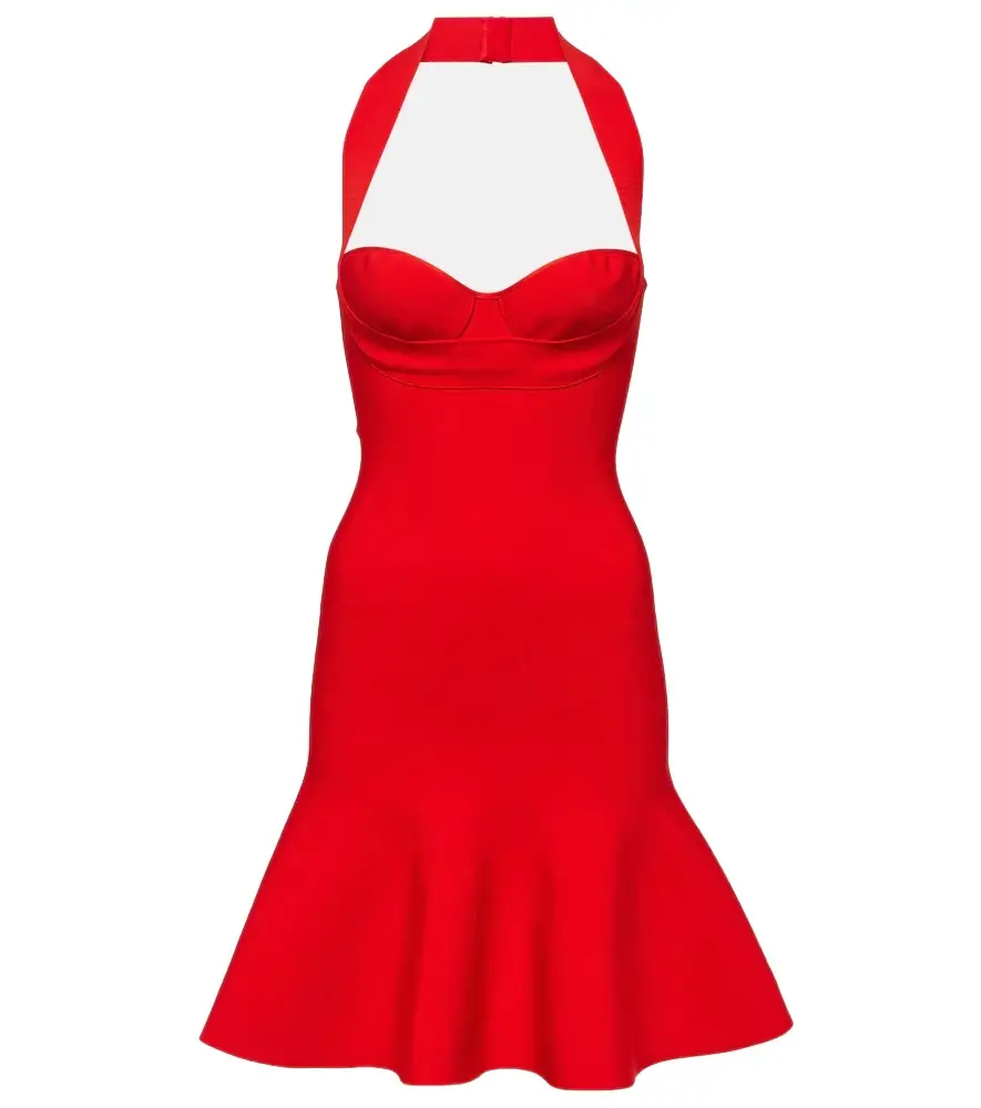 Alaia Alaïa Ribbed-knit halterneck minidress