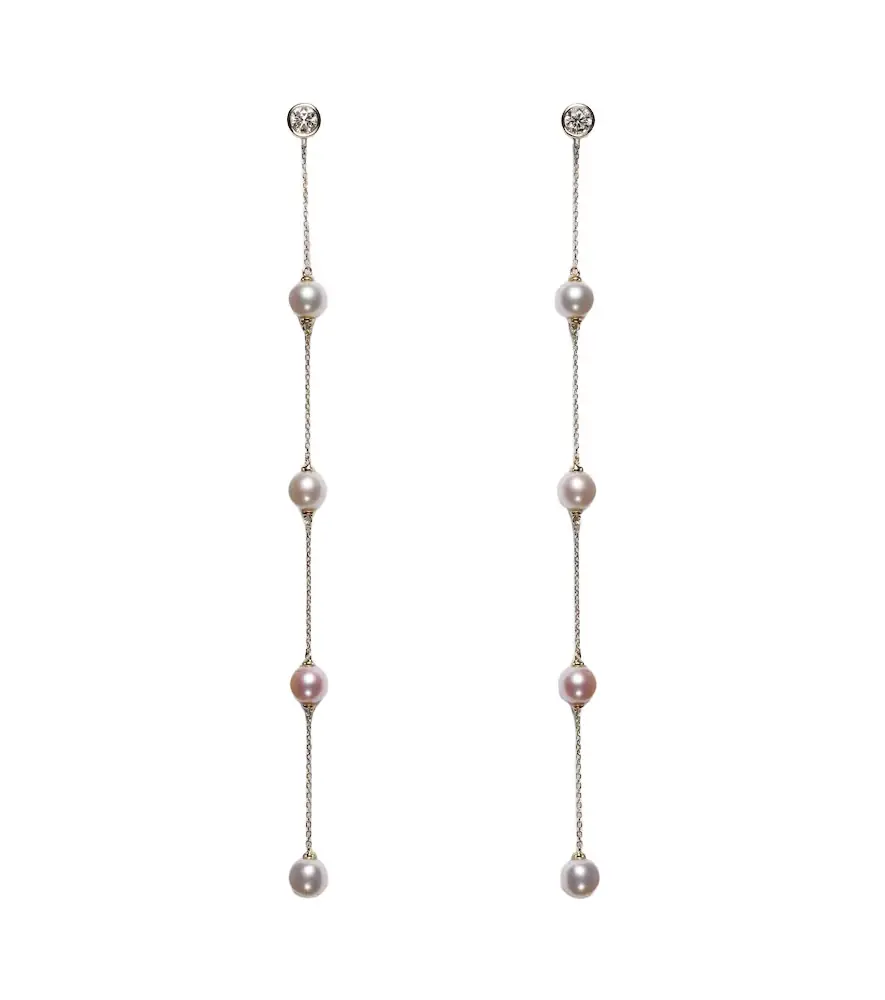 Mateo 14kt gold earrings with diamonds and pearls