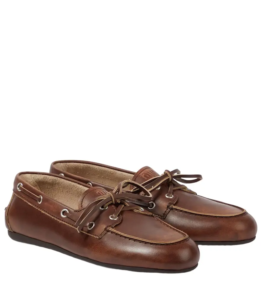 Miu Miu Leather boat shoes