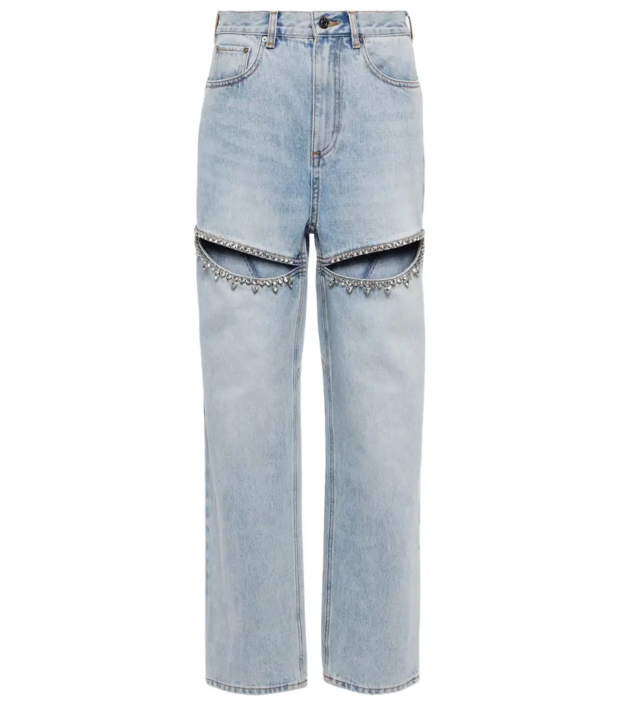 Area Crystal-embellished straight jeans