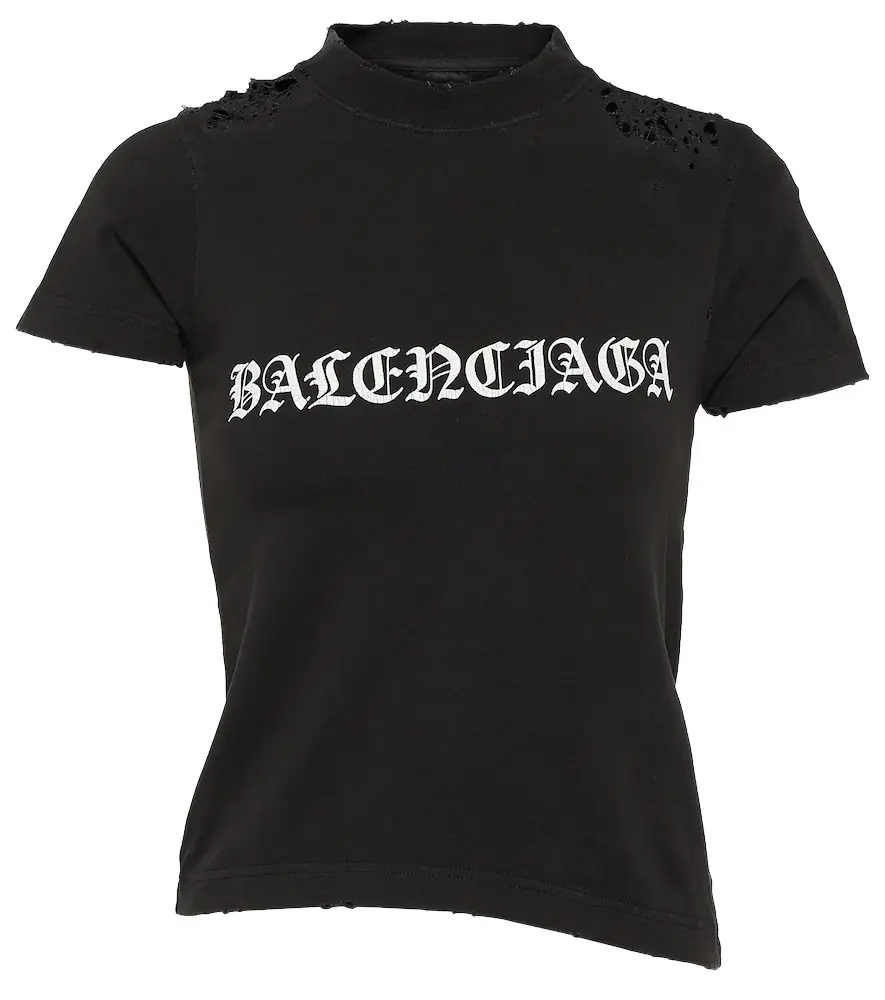 Balenciaga Gothic Type Shrunk cotton-blend T-shirt
