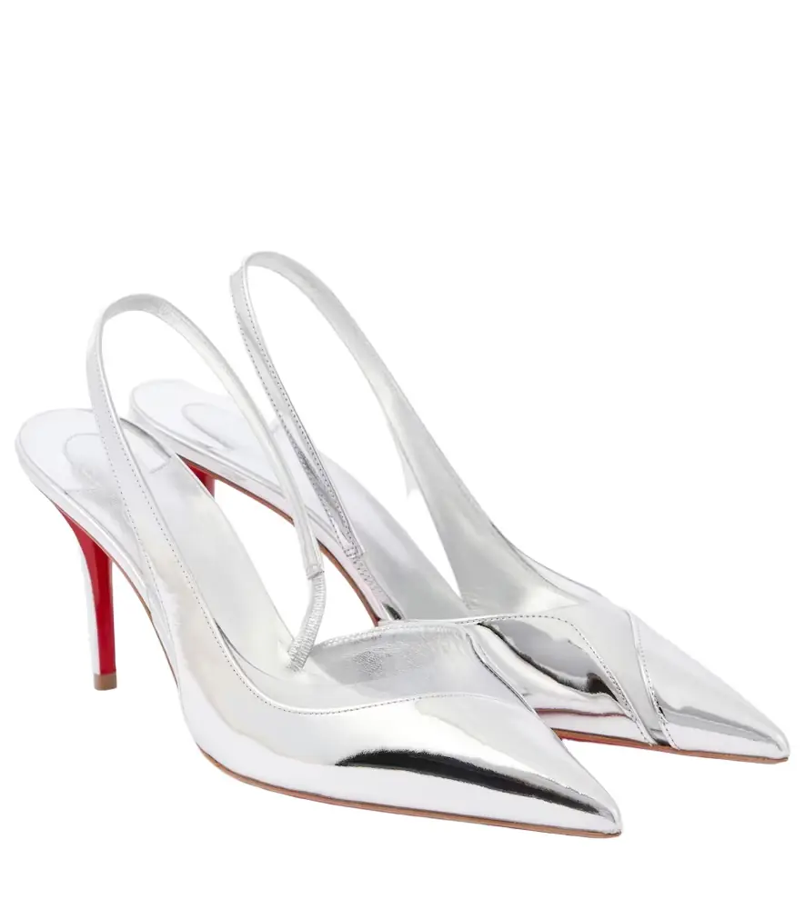 Christian Louboutin Posticha 80 metallic leather slingback pumps