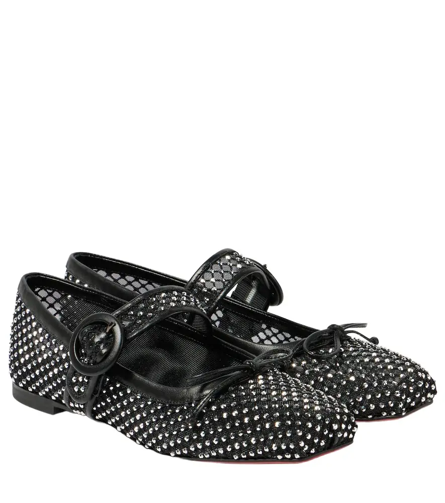 Christian Louboutin Mamastrapitina embellished mesh ballet flats