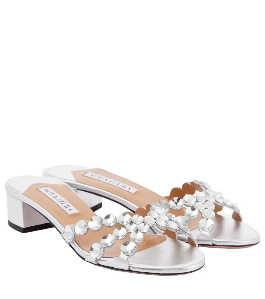 Aquazzura Crystal Mirage embellished leather mules