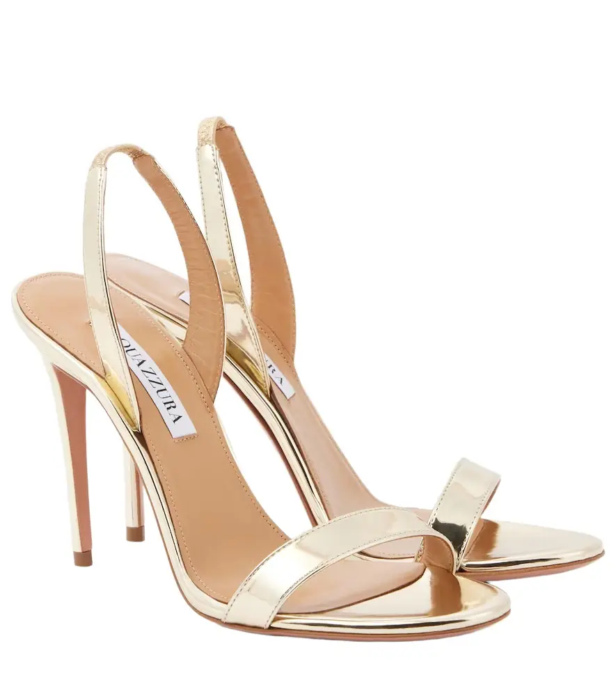Aquazzura So Nude 105 metallic leather sandals