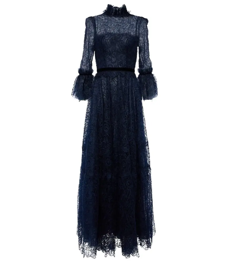 Costarellos Ruched lace gown