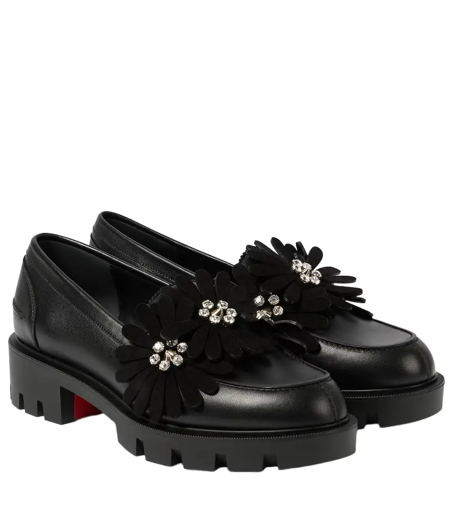 Christian Louboutin Flora Moc embellished leather loafers