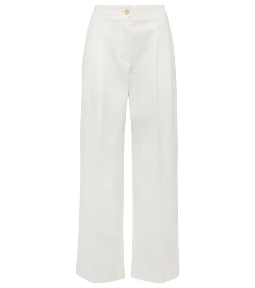 Toteme High-rise cotton twill wide-leg pants