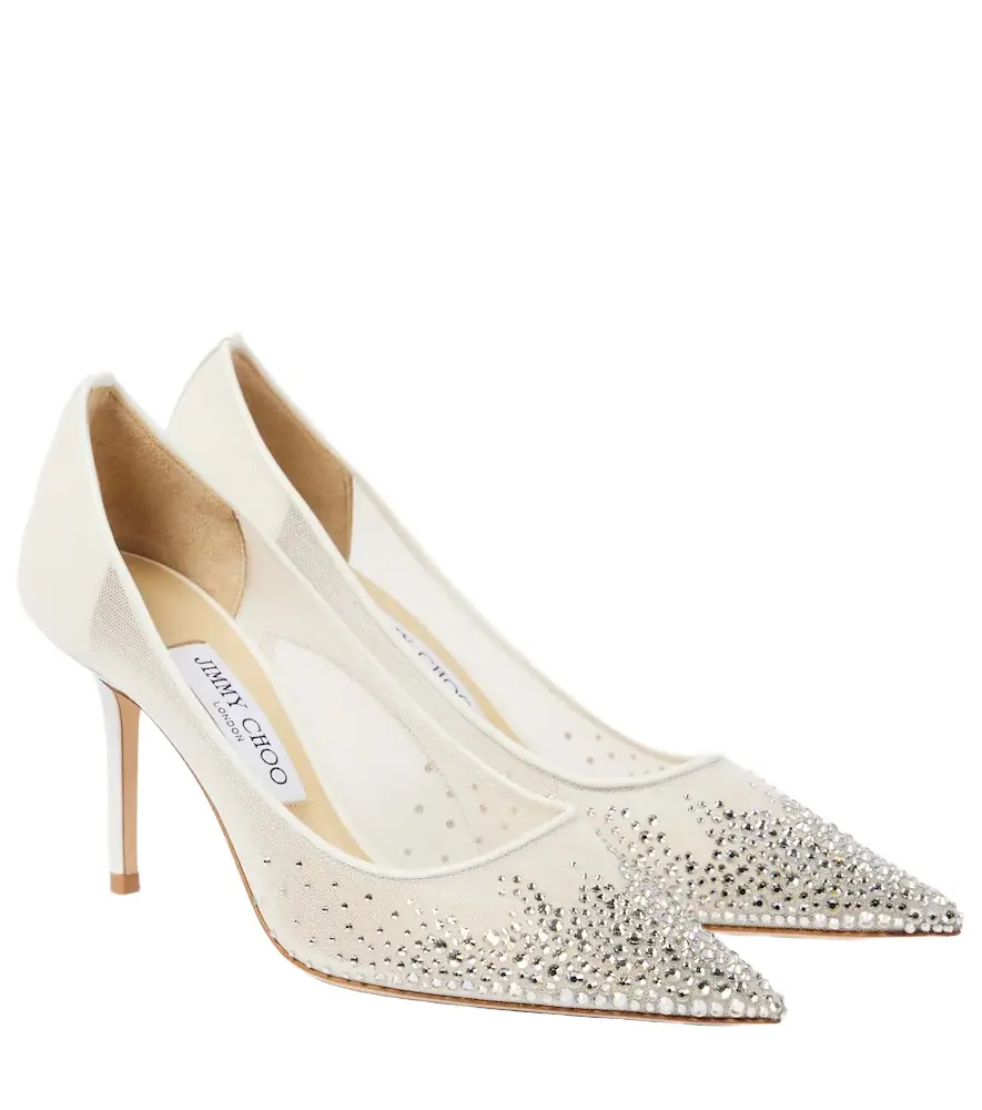 Jimmy Choo Love 85 crystal-embellished mesh pumps