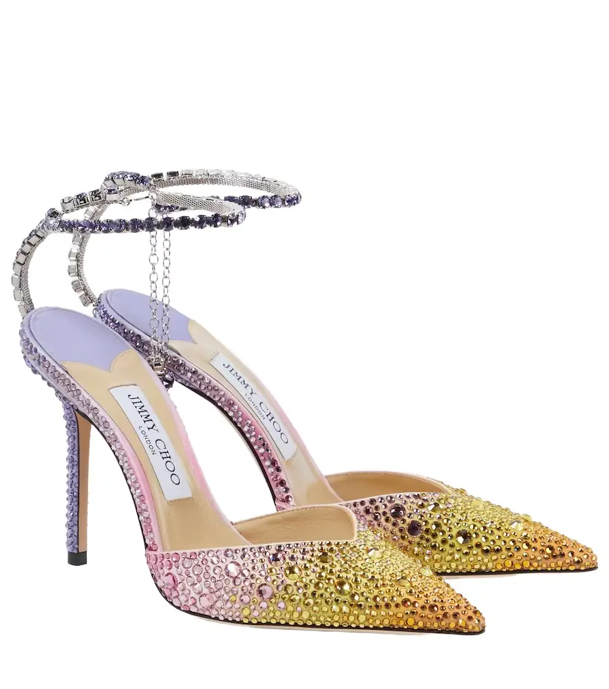 Jimmy Choo Saeda 100 embellished satin pumps - Women's Shoes