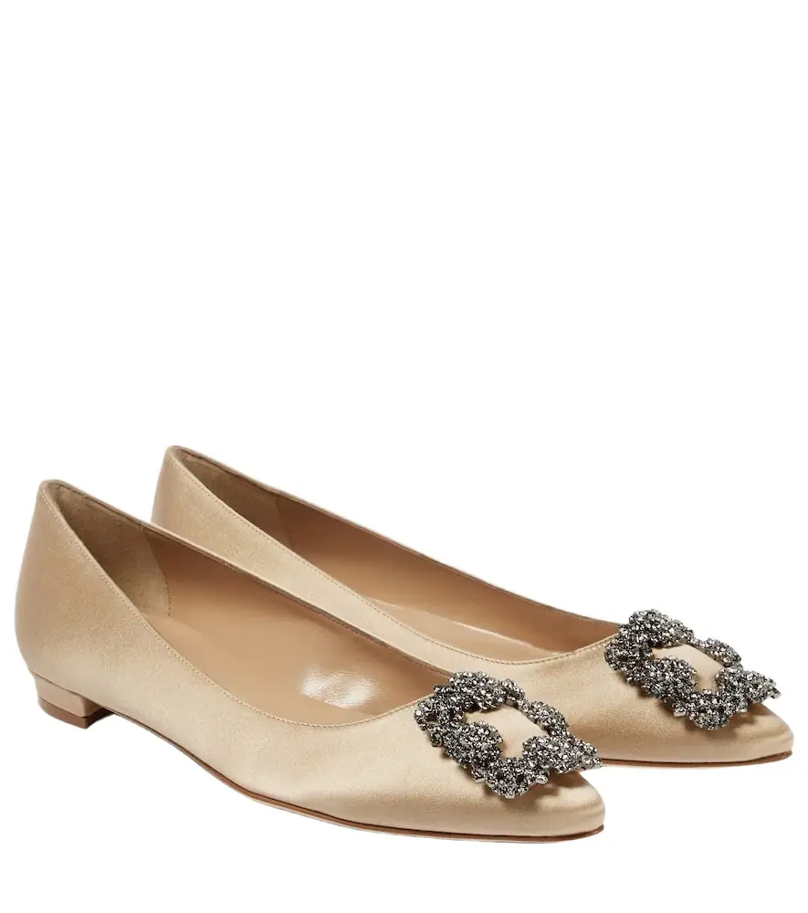 Manolo Blahnik Hangisiflat 70 embellished satin ballet flats