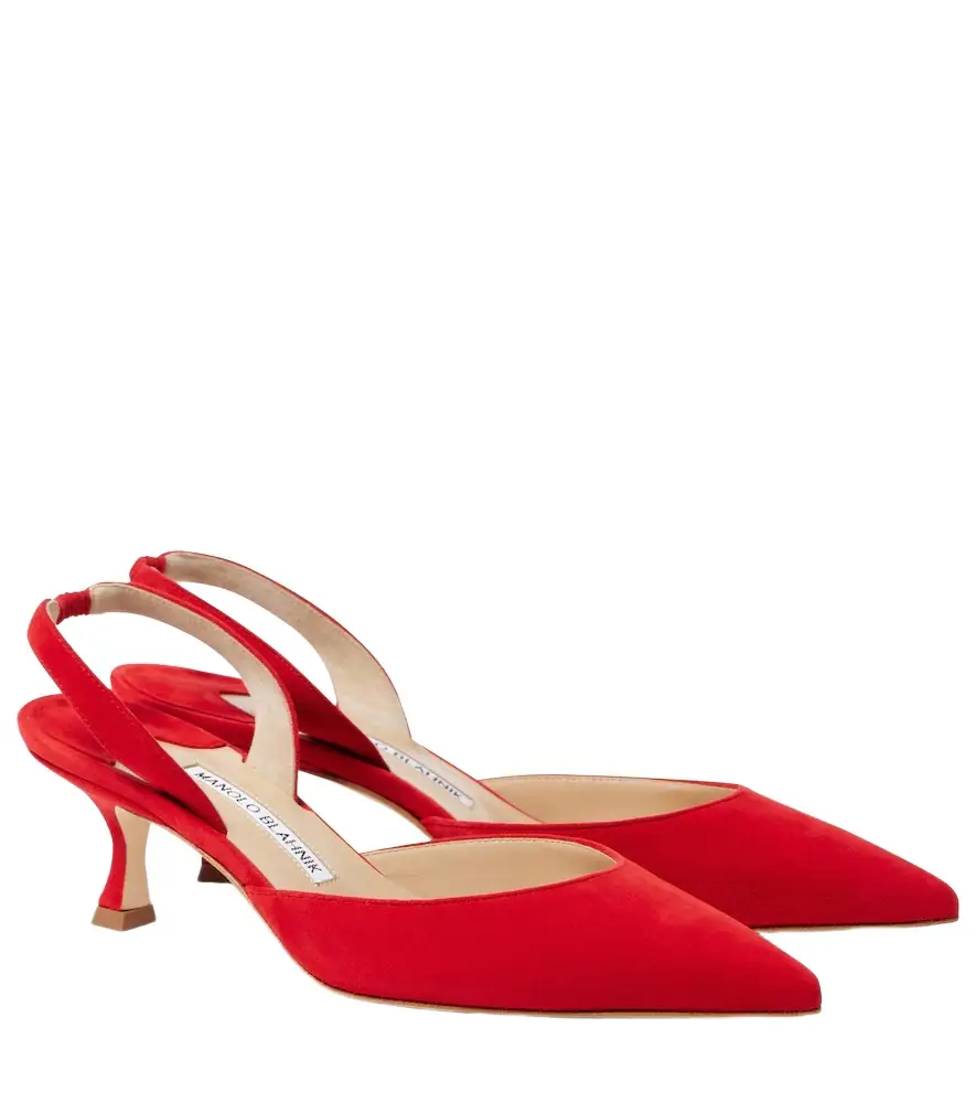 Manolo Blahnik Carolyne Gala Val suede slingback pumps
