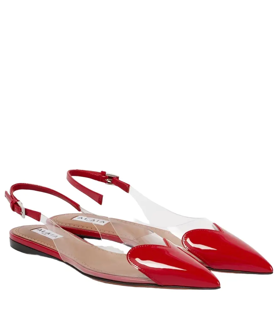 Alaia Alaïa Le Caur patent leather and PU slingback flats