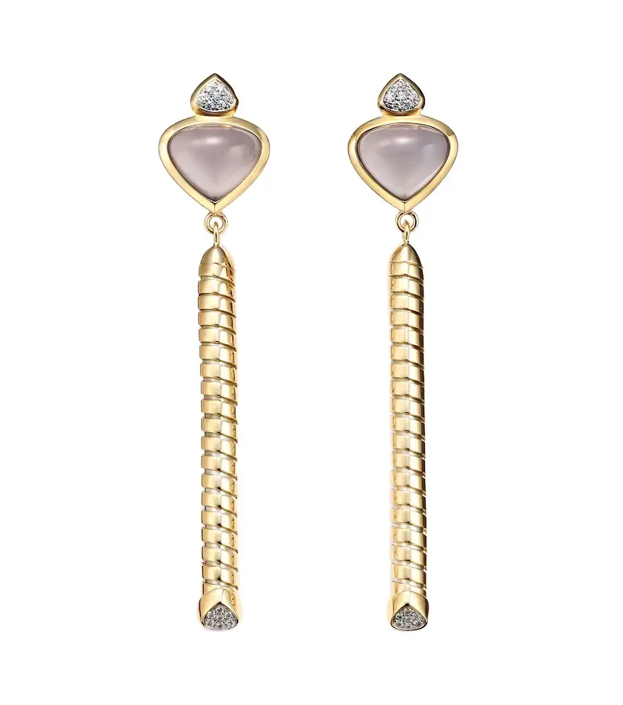 Marina B Trisolina 18kt gold drop earrings with chalcedony and diamonds