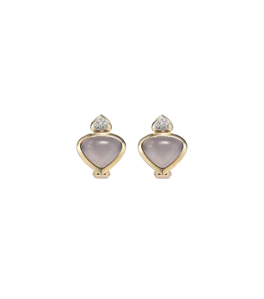 Marina B Trisolina 18kt gold earrings with chalcedony and diamonds