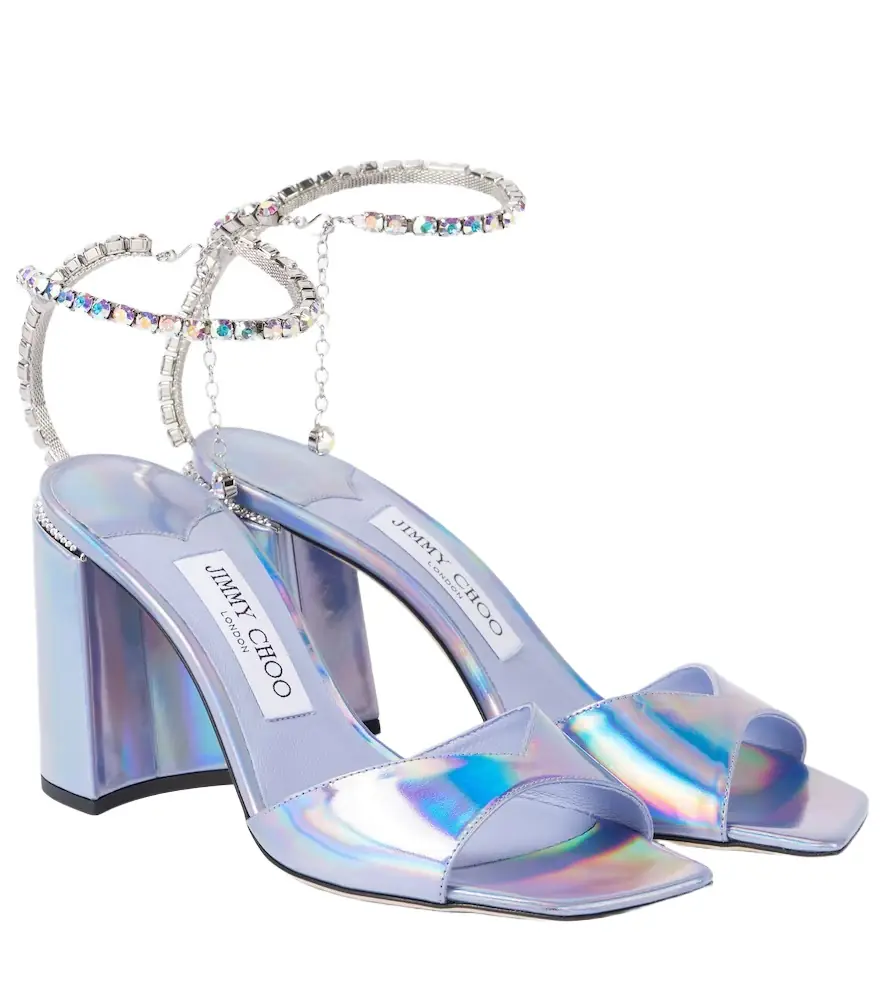 Jimmy Choo Saeda 85 embellished metallic leather sandals - Women's Shoes