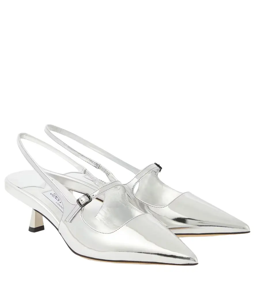 Jimmy Choo Didi 45 metallic leather slingback pumps - Women's Shoes