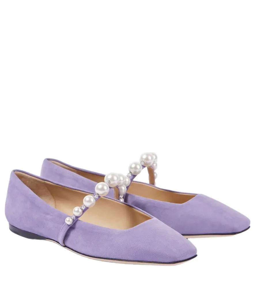 Jimmy Choo Ade embellished suede ballet flats - Women's Shoes