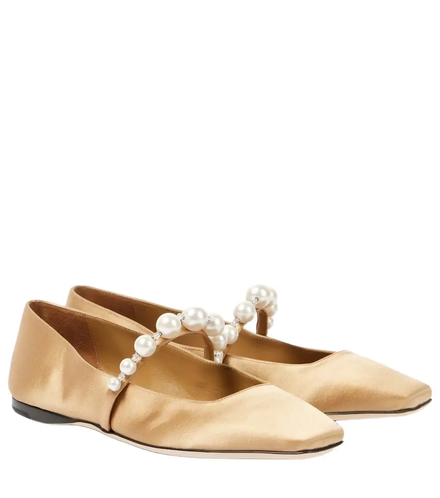 Jimmy Choo Ade embellished satin Mary Jane flats - Women's Shoes
