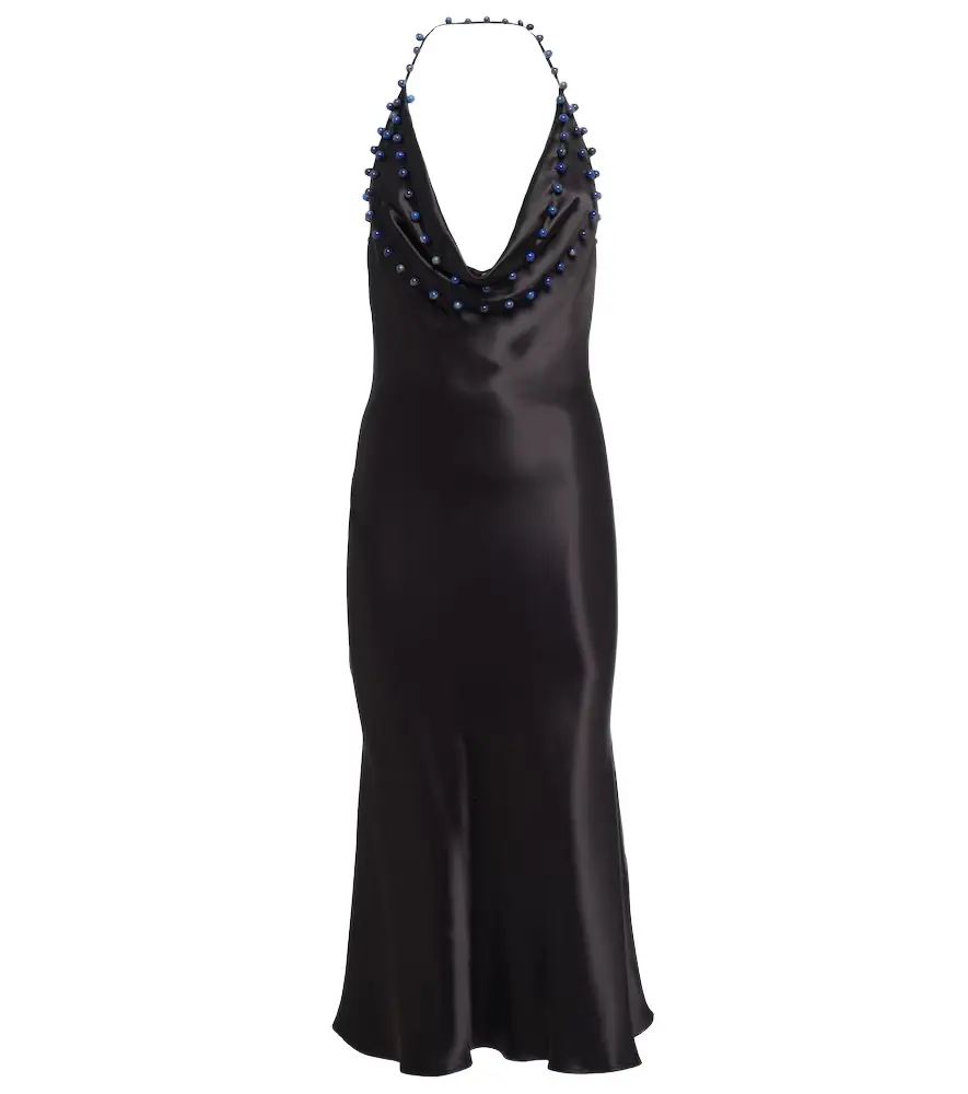 Bottega Veneta Beaded satin midi dress