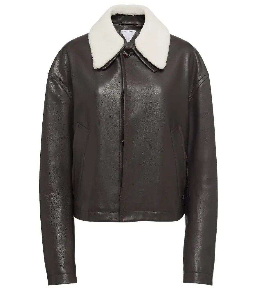 Bottega Veneta Shearling-trimmed leather jacket