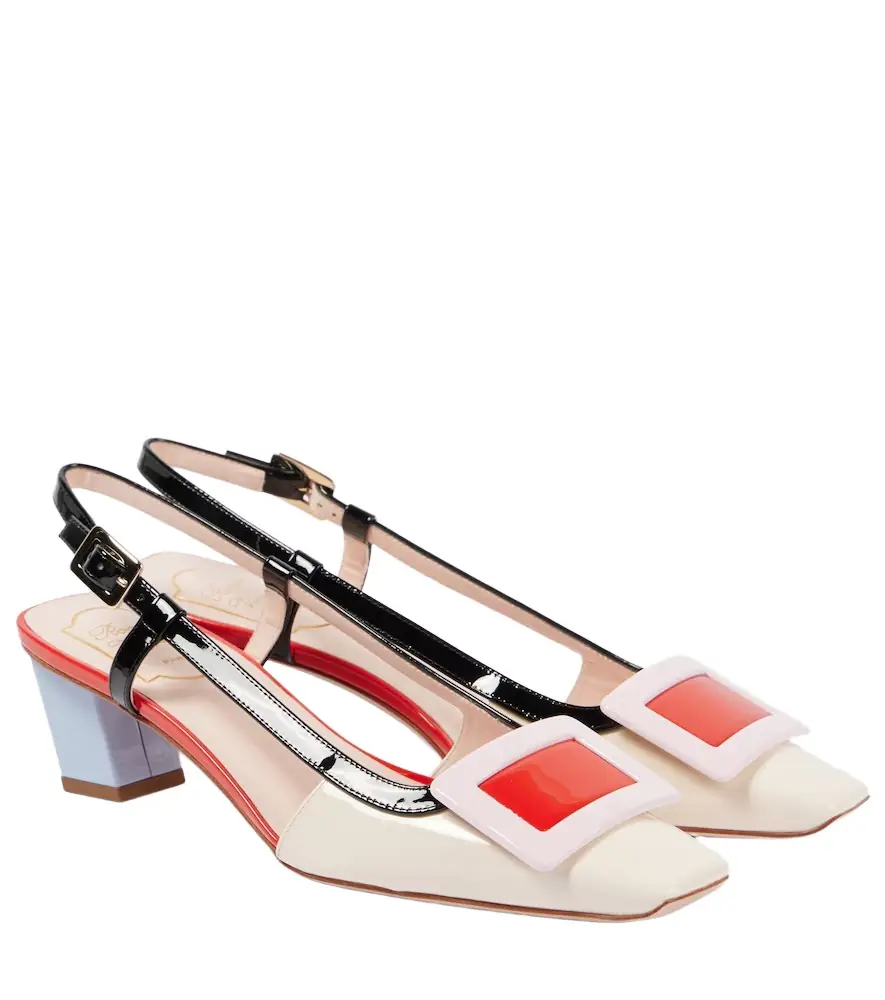 Roger Vivier Belle Vivier 45 patent leather slingback pumps