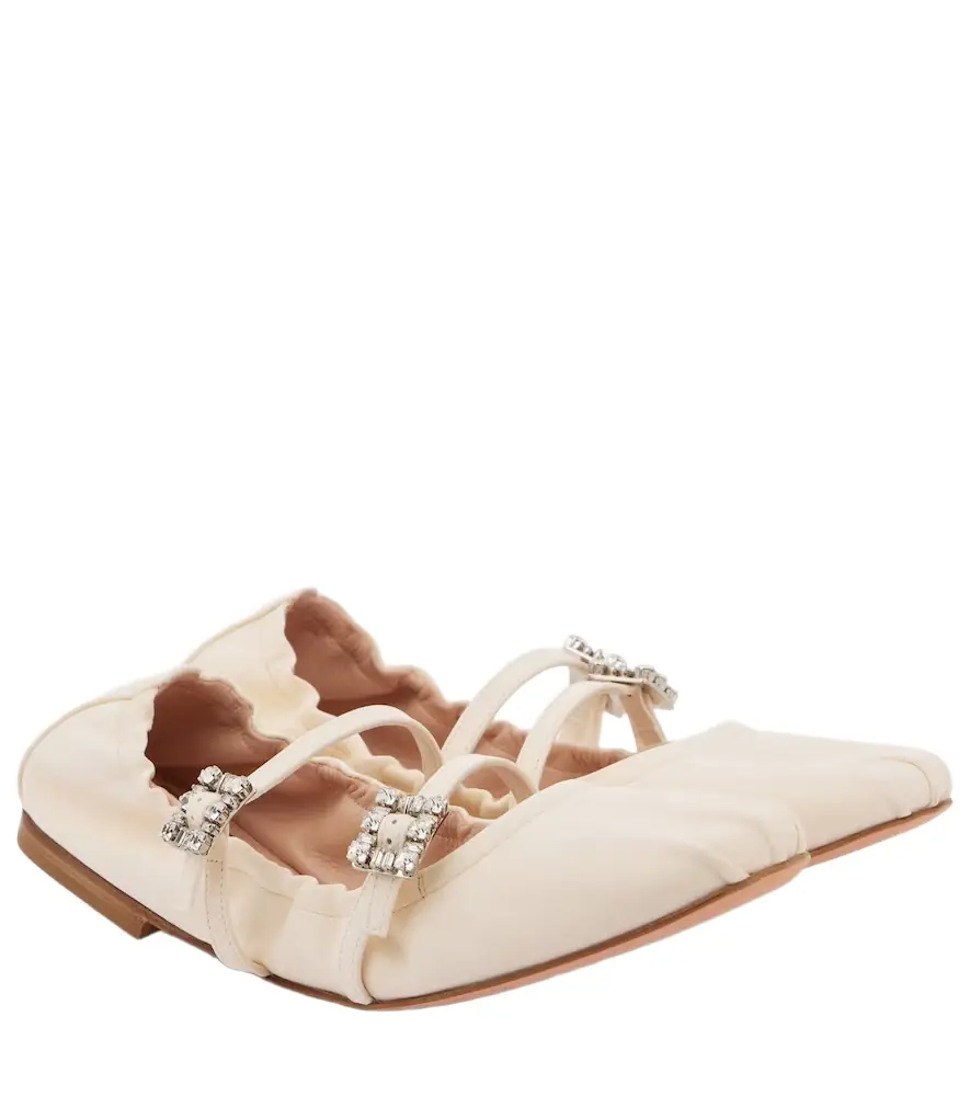 Roger Vivier Crystal-embellished leather ballet flats