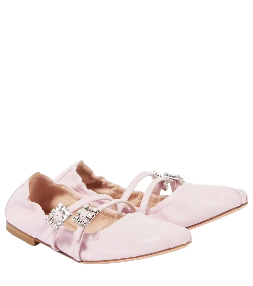 Roger Vivier Crystal-embellished leather Mary Jane flats - Women's Shoes