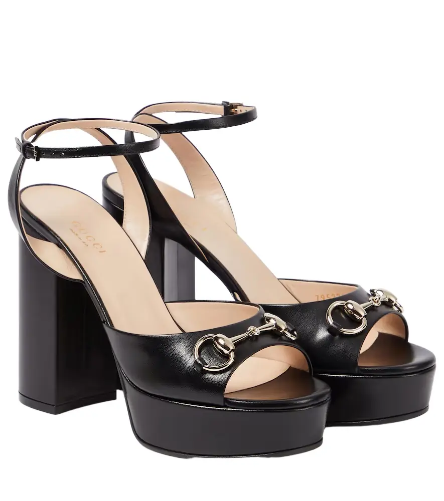 Gucci Lady Horsebit leather platform sandals