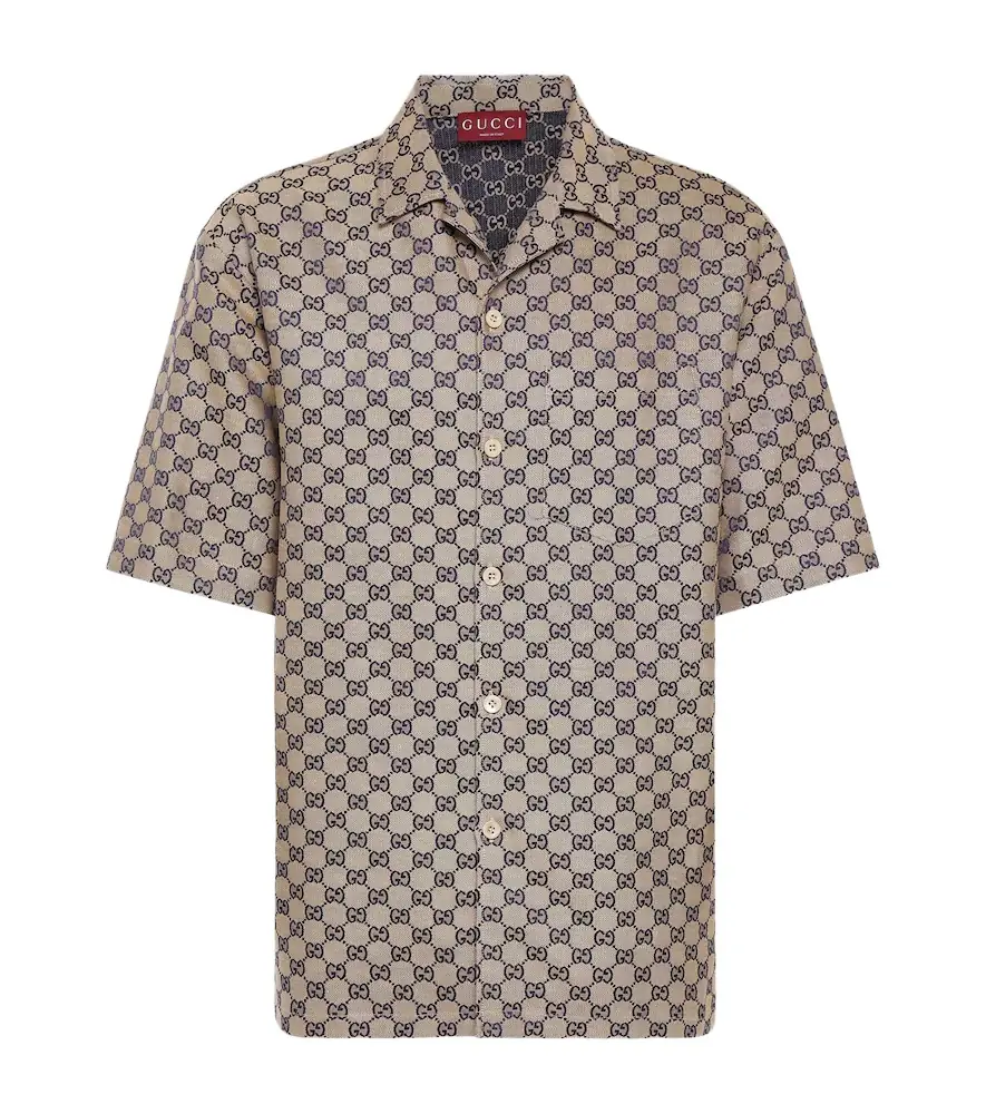 Gucci GG Canvas linen-blend bowling shirt