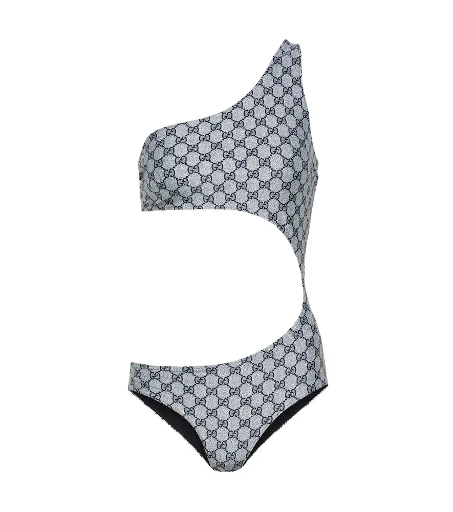 Gucci GG cutout one-shoulder swimsuit