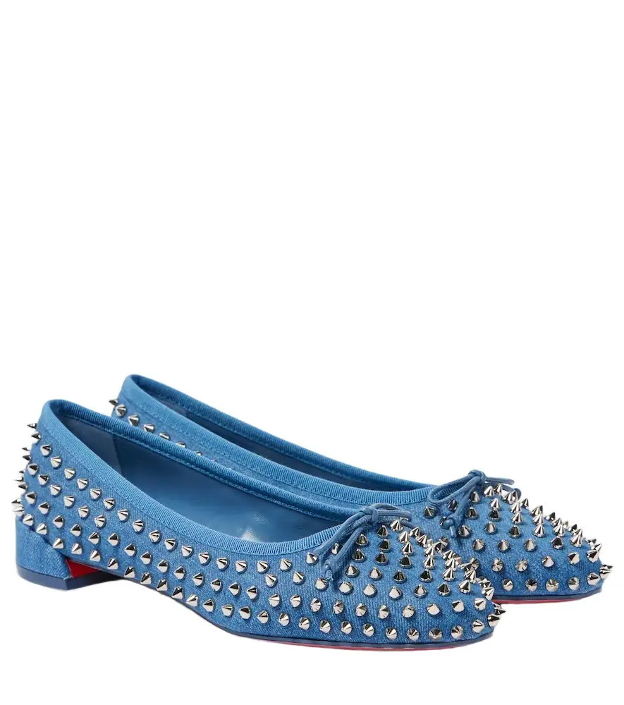 Christian Louboutin Sweetie Jane Spikes denim ballet flats