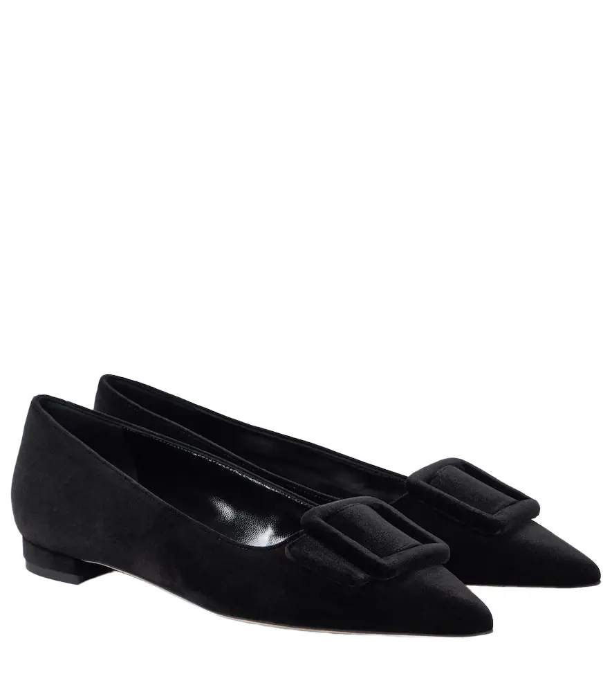 Manolo Blahnik Maysalepumpflat velvet ballet flats