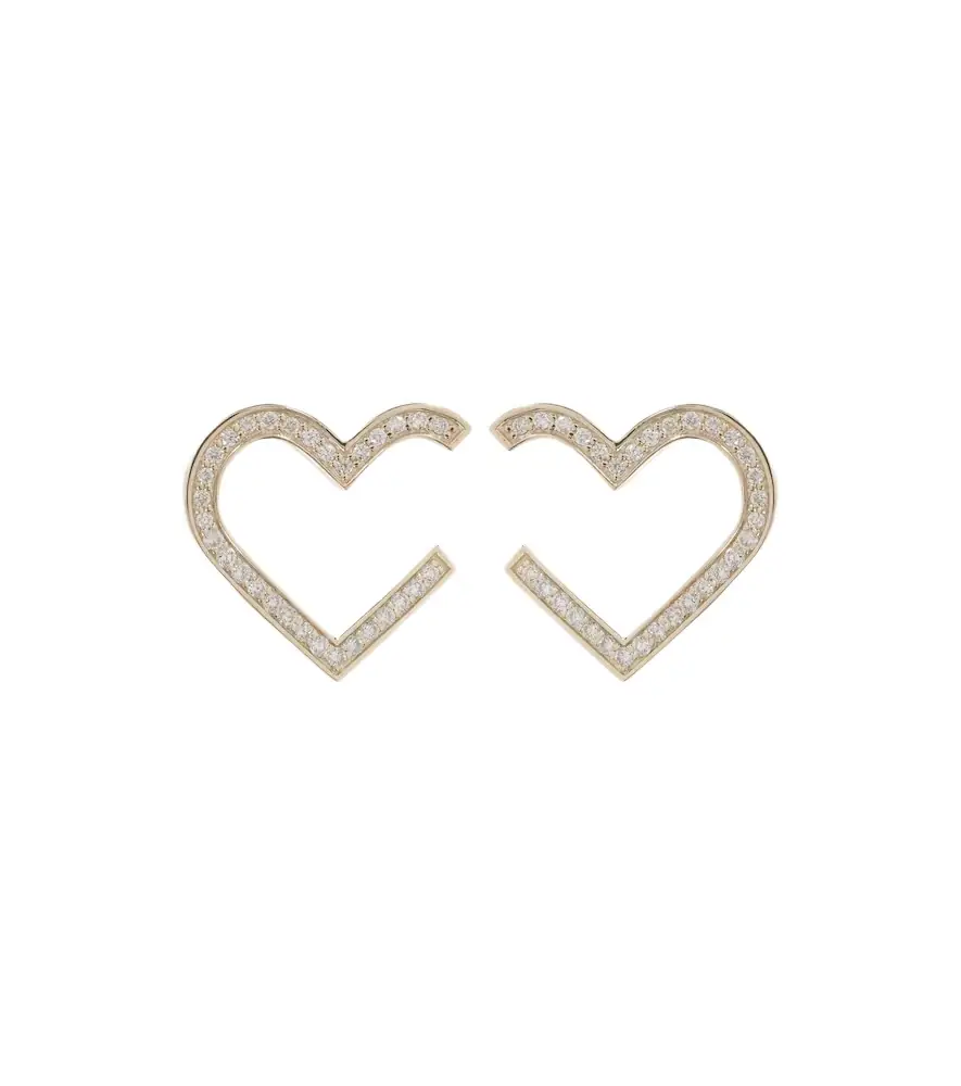 Sydney Evan Heart 14kt gold hoop earrings with diamonds
