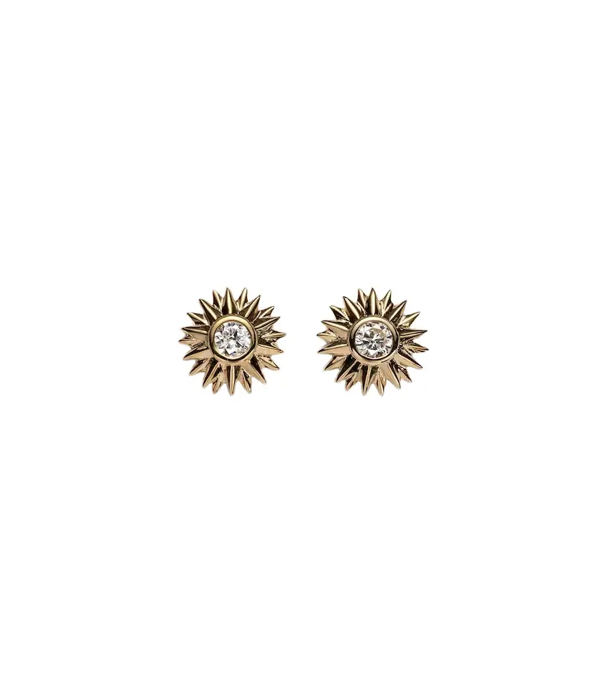 Sydney Evan Sunburst 14kt gold earrings with diamonds