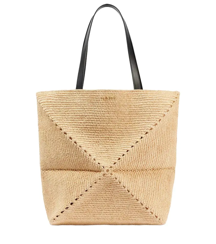 Loewe Paula's Ibiza Puzzle Fold XL raffia tote bag