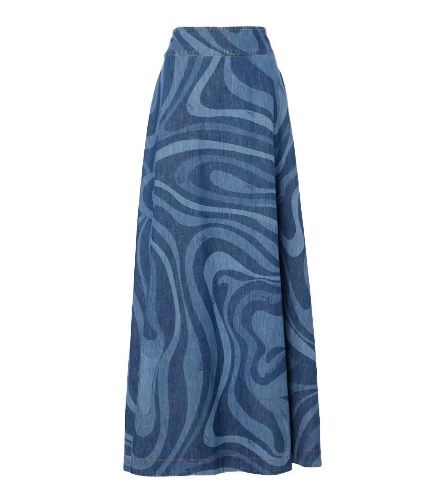 Pucci Marmo high-rise denim maxi skirt