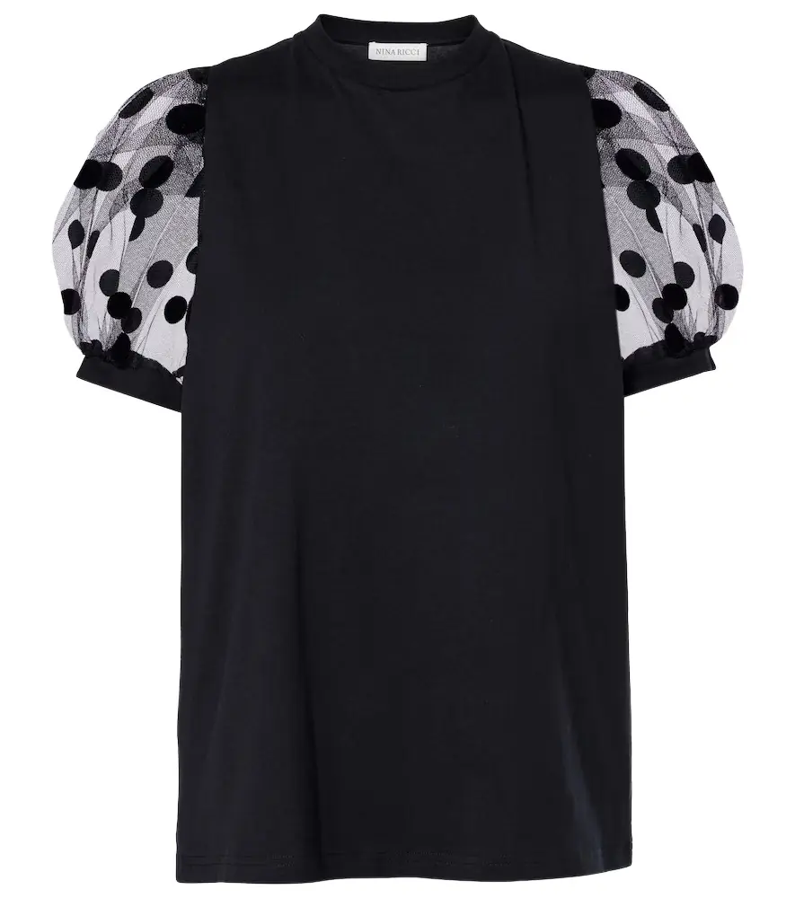 Nina Ricci Polka dot tulle and jersey T-shirt